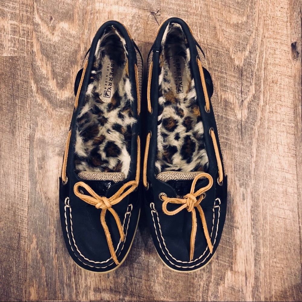 Sperry Top-Sider black and leopard flat
